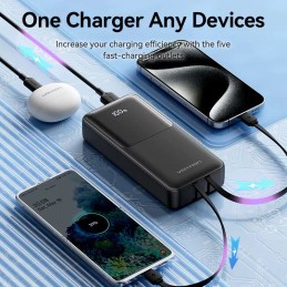 Bateria Powerbank Vention 20000mAh 22.5W USB Ecrã LED + Cabo USB-C/Lightning Preta