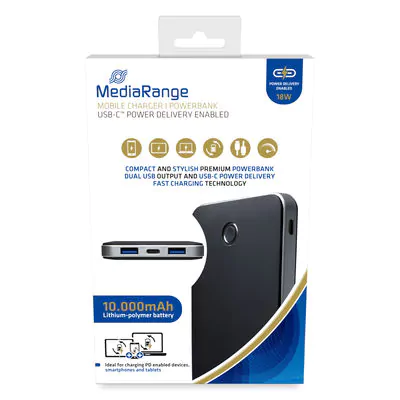 MediaRange Powerbank 10.000 mAh USB-C Quick Charge 3.0 - Image 3